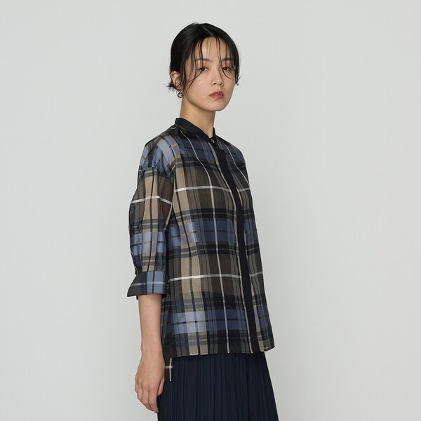 K．T キヨコ タカセ（K．T KIYOKO TAKASE）/シルクドビーチェックビックシルエット シャツ羽織