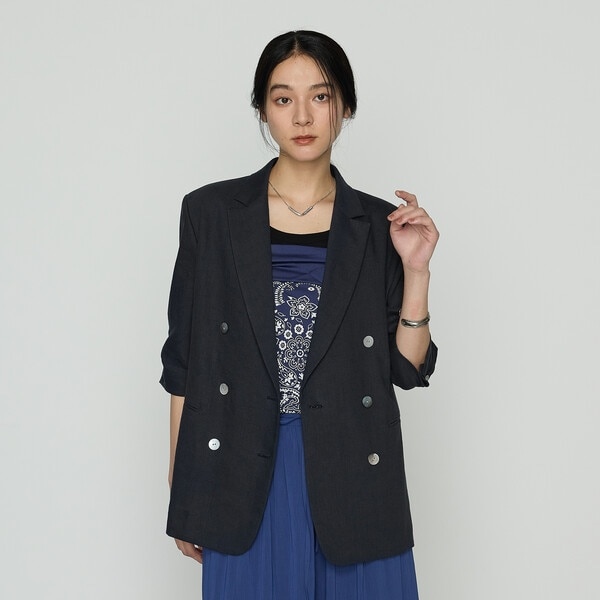 K．T キヨコ タカセ（K．T KIYOKO TAKASE）/〔 TALLサイズ 〕 リネンストレッチ ダブルブレストジャケット