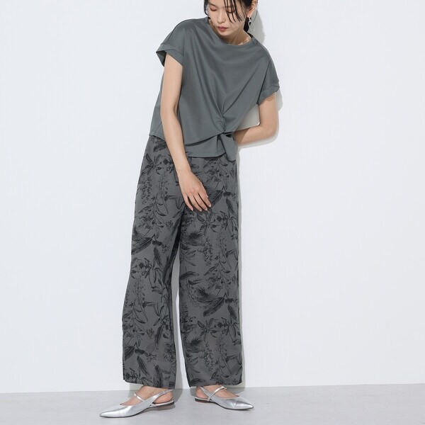 K．T キヨコ タカセ（K．T KIYOKO TAKASE）/麻調ポリエステル ボタニカルプリントパンツ K．T キヨコ タカセ（K．T KIYOKO TAKASE）/麻調ポリエステル