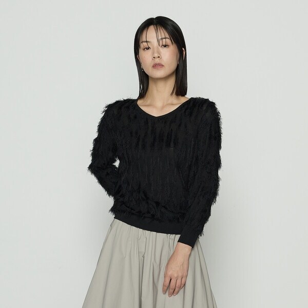 K．T キヨコ タカセ（K．T KIYOKO TAKASE）/〔 TALLサイズ 〕 フリンジジャカード Vネックニット_4