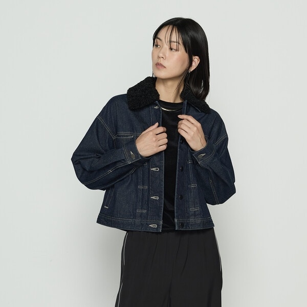 K．T キヨコ タカセ（K．T KIYOKO TAKASE）/10．5オンス空紡デニム フェイクファー襟付きデニムジャケット