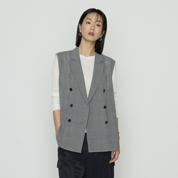 K．T キヨコ タカセ（K．T KIYOKO TAKASE）/〔 Sサイズ 〕 グレンチェック スリーブレスジャケット