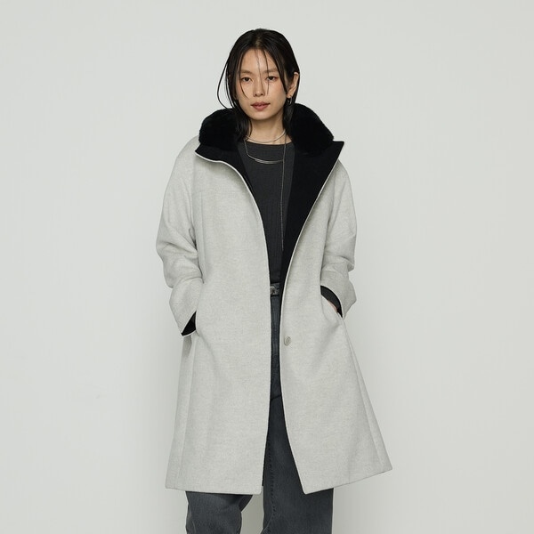K．T キヨコ タカセ（K．T KIYOKO TAKASE）/アンゴラウール スタンドフーデットコート