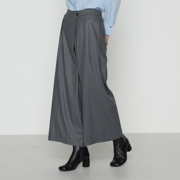 K．T キヨコ タカセ（K．T KIYOKO TAKASE）/〔 Sサイズ 〕 【セットアップ対応】ストレッチフラノ アシンメトリータックワイドパンツ