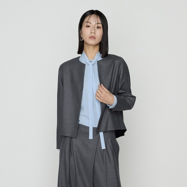 K．T キヨコ タカセ（K．T KIYOKO TAKASE）/【セットアップ対応】ストレッチフラノノーカラージャケット