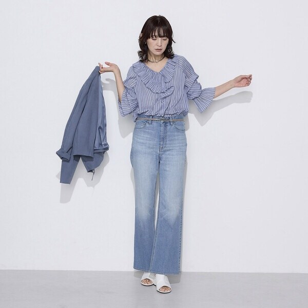 K．T キヨコ タカセ（K．T KIYOKO TAKASE）/シワ加工ストライプ ラッフルシャツブラウス_8