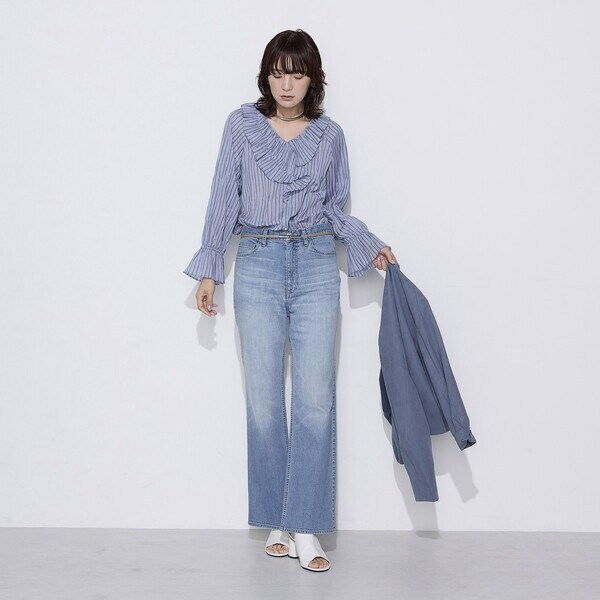 K．T キヨコ タカセ（K．T KIYOKO TAKASE）/シワ加工ストライプ ラッフルシャツブラウス_9