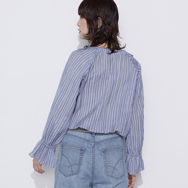 K．T キヨコ タカセ（K．T KIYOKO TAKASE）/シワ加工ストライプ ラッフルシャツブラウス_13