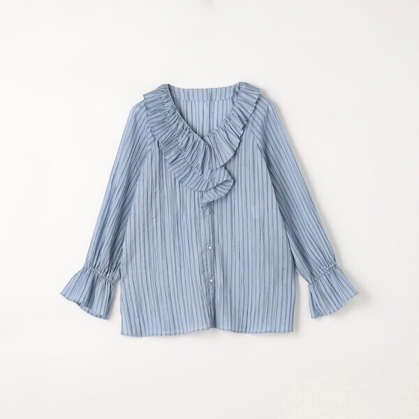 K．T キヨコ タカセ（K．T KIYOKO TAKASE）/シワ加工ストライプ ラッフルシャツブラウス_15