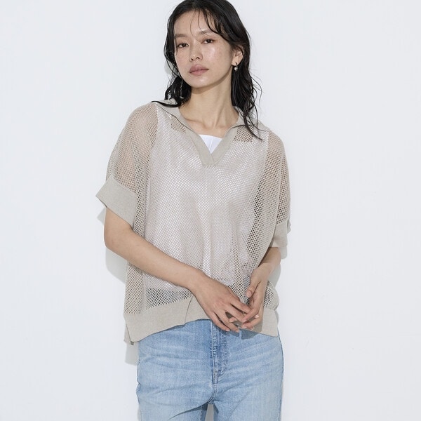 K．T キヨコ タカセ（K．T KIYOKO TAKASE）/リネンメッシュ スキッパープルオーバー