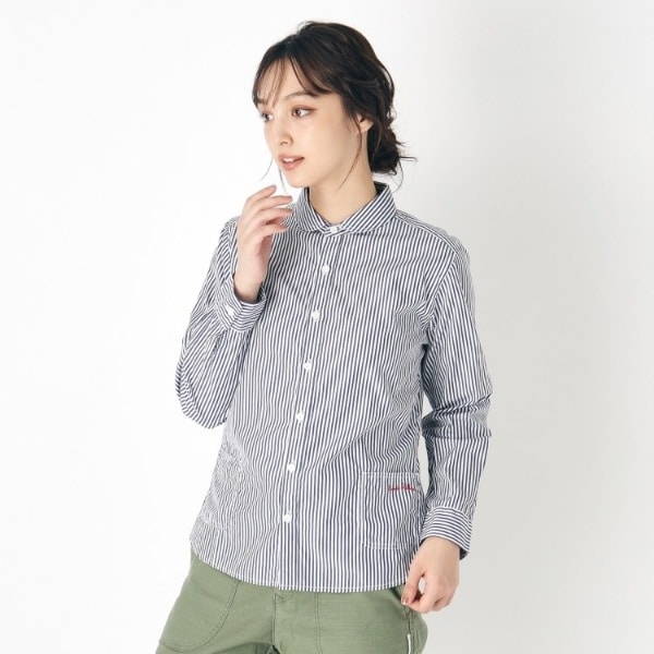 ローラ アシュレイ（LAURA ASHLEY）/【Lサイズあり／日本製／ワンマイルウエア】丸衿ロゴ刺しゅうシャツ