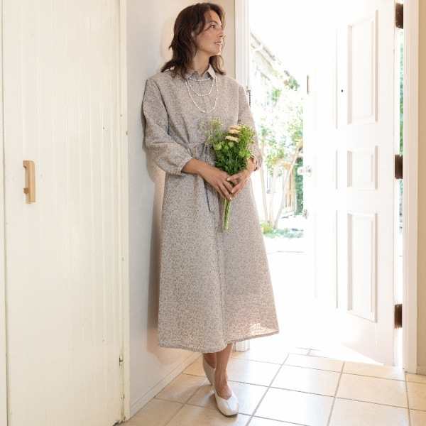 ローラ アシュレイ（LAURA ASHLEY）/【3colors洗えるペチコート付き】ジャカードワンピース