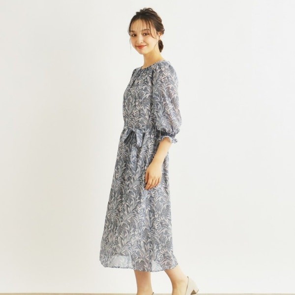 ローラ アシュレイ（LAURA ASHLEY）/【楊柳生地洗える同柄アイテムあり】ウッドブロック リーブス柄ワンピース