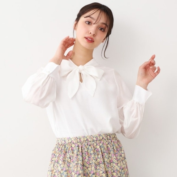 ローラ アシュレイ（LAURA ASHLEY）/【セレモニー可／洗える】ボウタイセミダルブラウス