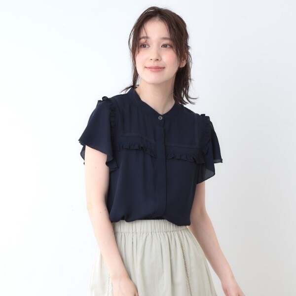 ローラ アシュレイ（LAURA ASHLEY）/【ミニフリル／比翼前立】 デザインブラウス