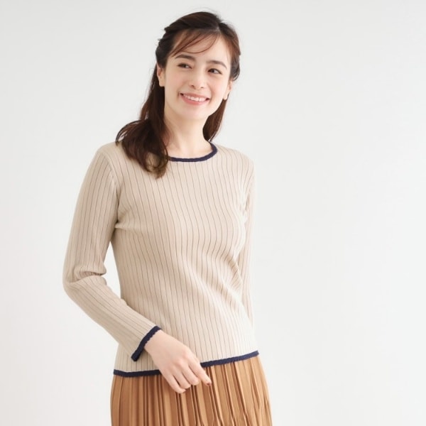 ローラ アシュレイ（LAURA ASHLEY）/【洗える／ハイゲージ／配色デザイン】プルオーバーニット