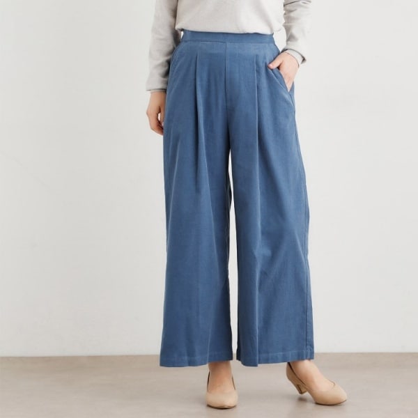 ローラ アシュレイ（LAURA ASHLEY）/【Sサイズあり／ウエストゴム】細畝コーデュロイ セミワイドパンツ