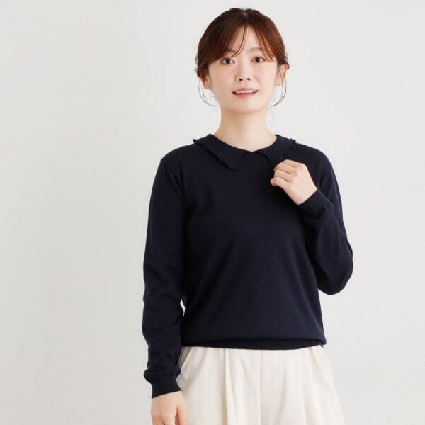 ローラ アシュレイ（LAURA ASHLEY）/【シーウール】フリルカラーニットプルオーバー_3