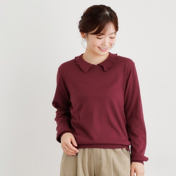 ローラ アシュレイ（LAURA ASHLEY）/【シーウール】フリルカラーニットプルオーバー_12