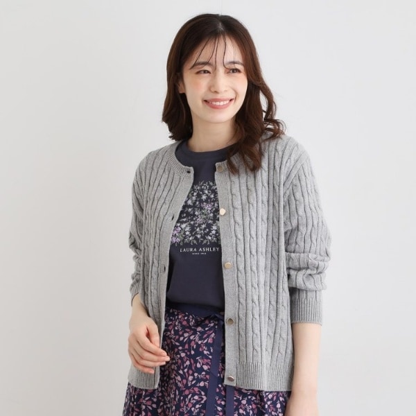 ローラ アシュレイ（LAURA ASHLEY）/【洗える／同素材アイテムあり】ケーブル編み ニットカーディガン