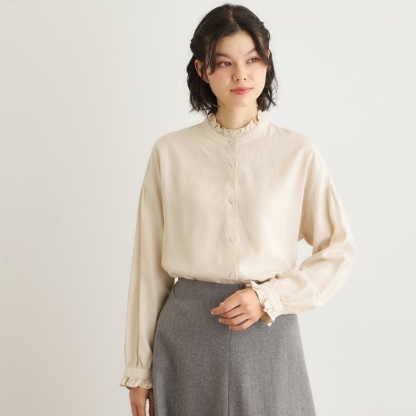 ローラ アシュレイ（LAURA ASHLEY）/【洗える／羽織に使える】セルロース フリルブラウス