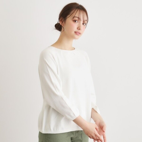 ローラ アシュレイ（LAURA ASHLEY）/【人気デザイン！日本製／ロゴ刺繍入り／ワンマイルウエア】コットン プルオーバーニット_3