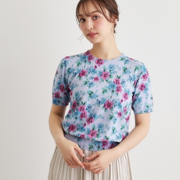 ローラ アシュレイ（LAURA ASHLEY）/【洗える／5分袖／同柄・同素材アイテムあり】フリーサム ヘイズ柄 プリントニット_1