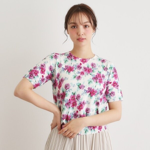 ローラ アシュレイ（LAURA ASHLEY）/【洗える／5分袖／同柄・同素材アイテムあり】フリーサム ヘイズ柄 プリントニット_2