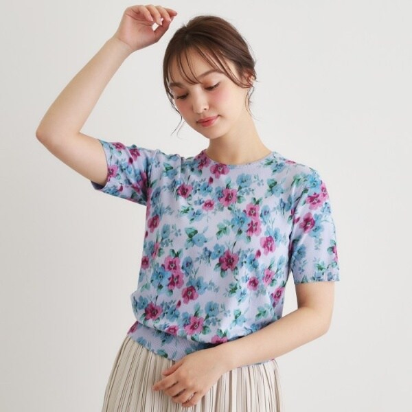 ローラ アシュレイ（LAURA ASHLEY）/【洗える／5分袖／同柄・同素材アイテムあり】フリーサム ヘイズ柄 プリントニット_6