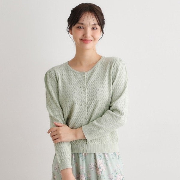 ローラ アシュレイ（LAURA ASHLEY）/【7分袖／洗える】アイレット入りカーディガン