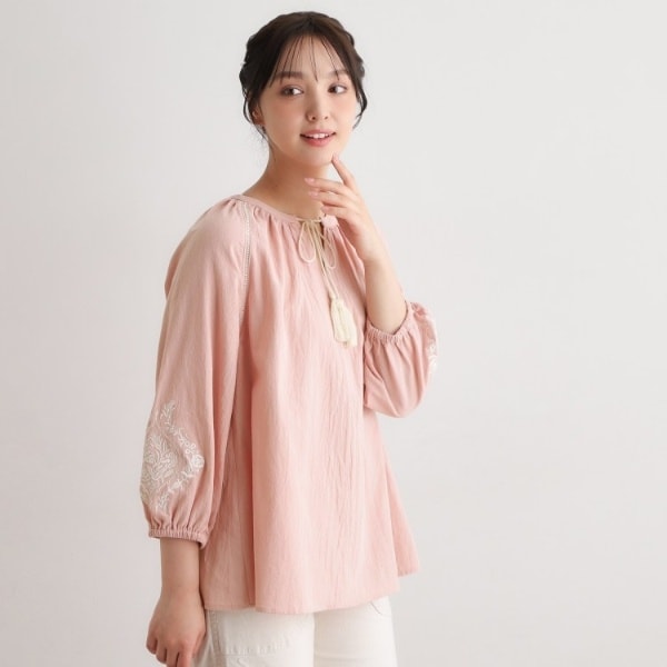 ローラ アシュレイ（LAURA ASHLEY）/【コットン100％／7分袖／4colors】フォスコット ダマスク柄 刺繍ブラウス