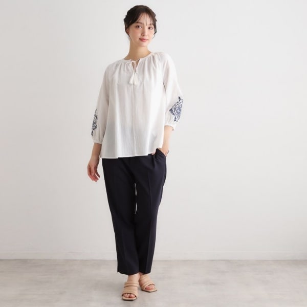 ローラ アシュレイ（LAURA ASHLEY）/【コットン100％／7分袖／4colors】フォスコット ダマスク柄 刺繍ブラウス_6