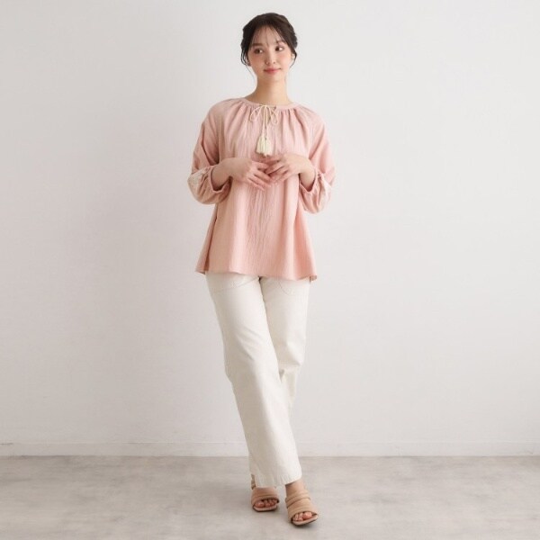 ローラ アシュレイ（LAURA ASHLEY）/【コットン100％／7分袖／4colors】フォスコット ダマスク柄 刺繍ブラウス_8