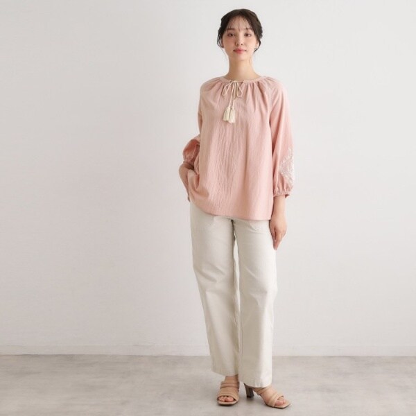 ローラ アシュレイ（LAURA ASHLEY）/【コットン100％／7分袖／4colors】フォスコット ダマスク柄 刺繍ブラウス_10