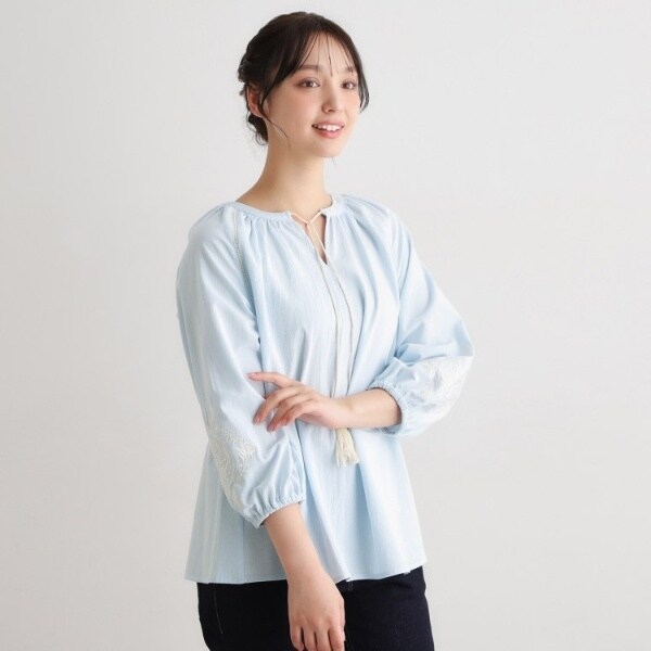 ローラ アシュレイ（LAURA ASHLEY）/【コットン100％／7分袖／4colors】フォスコット ダマスク柄 刺繍ブラウス_12