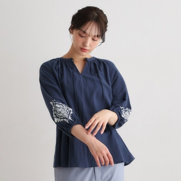 ローラ アシュレイ（LAURA ASHLEY）/【コットン100％／7分袖／4colors】フォスコット ダマスク柄 刺繍ブラウス_16