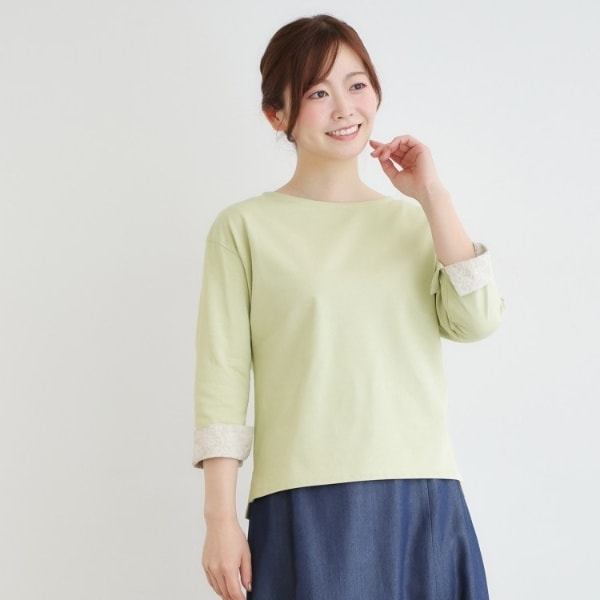 ローラ アシュレイ（LAURA ASHLEY）/【7分袖／コットン100％／見返し刺繍入り／5colors】ハービー フィールド柄プルオーバー