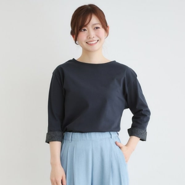 ローラ アシュレイ（LAURA ASHLEY）/【7分袖／コットン100％／見返し刺繍入り／5colors】ハービー フィールド柄プルオーバー