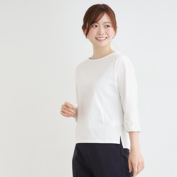 ローラ アシュレイ（LAURA ASHLEY）/【7分袖／コットン100％／見返し刺繍入り／5colors】ハービー フィールド柄プルオーバー
