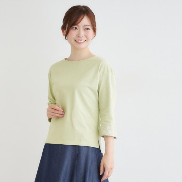 ローラ アシュレイ（LAURA ASHLEY）/【7分袖／コットン100％／見返し刺繍入り／5colors】ハービー フィールド柄プルオーバー