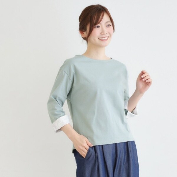 ローラ アシュレイ（LAURA ASHLEY）/【7分袖／コットン100％／見返し刺繍入り／5colors】ハービー フィールド柄プルオーバー