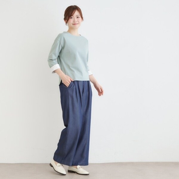 ローラ アシュレイ（LAURA ASHLEY）/【7分袖／コットン100％／見返し刺繍入り／5colors】ハービー フィールド柄プルオーバー