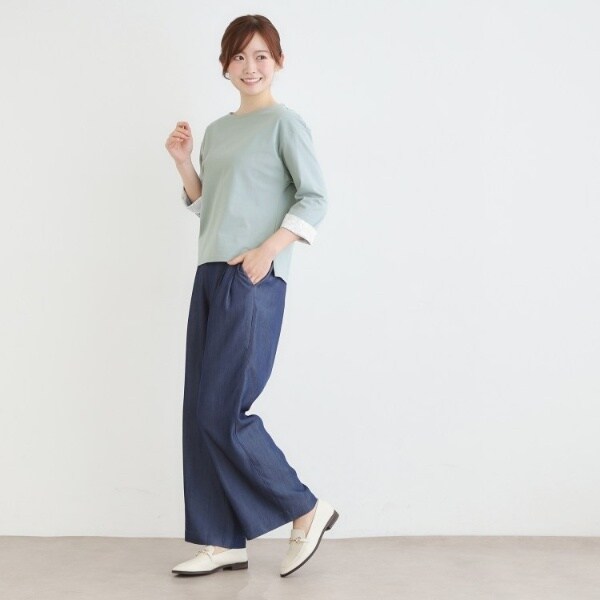 ローラ アシュレイ（LAURA ASHLEY）/【7分袖／コットン100％／見返し刺繍入り／5colors】ハービー フィールド柄プルオーバー