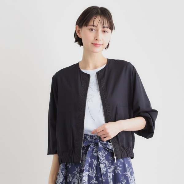 ローラ アシュレイ（LAURA ASHLEY）/【洗える／プラケット刺繍入り／羽織に使える】シアーブルゾン