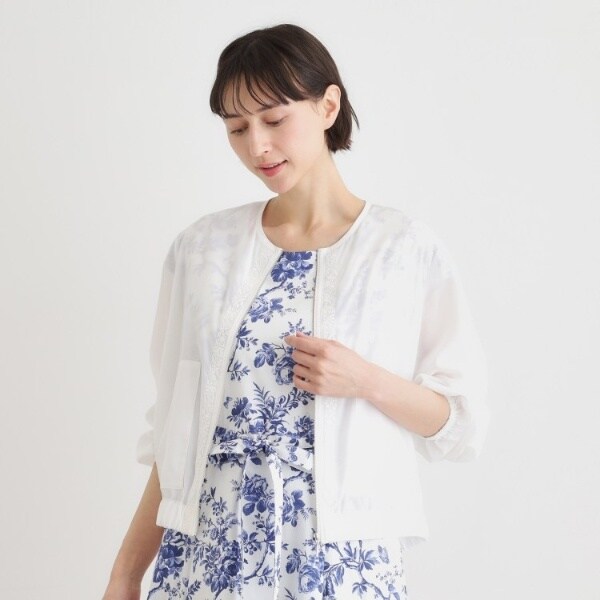 ローラ アシュレイ（LAURA ASHLEY）/【洗える／プラケット刺繍入り／羽織に使える】シアーブルゾン_2