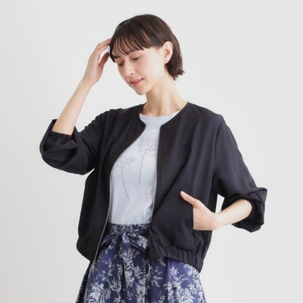 ローラ アシュレイ（LAURA ASHLEY）/【洗える／プラケット刺繍入り／羽織に使える】シアーブルゾン_6