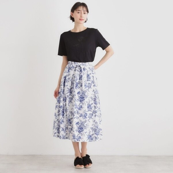 ローラ アシュレイ（LAURA ASHLEY）/【洗える／コットン100％／ウエストゴム／3colors】ウォールド ガーデン柄スカート_9