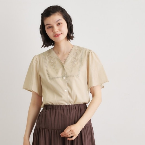 ローラ アシュレイ（LAURA ASHLEY）/【洗える／コットン100％】ヨーク刺繍ブラウス