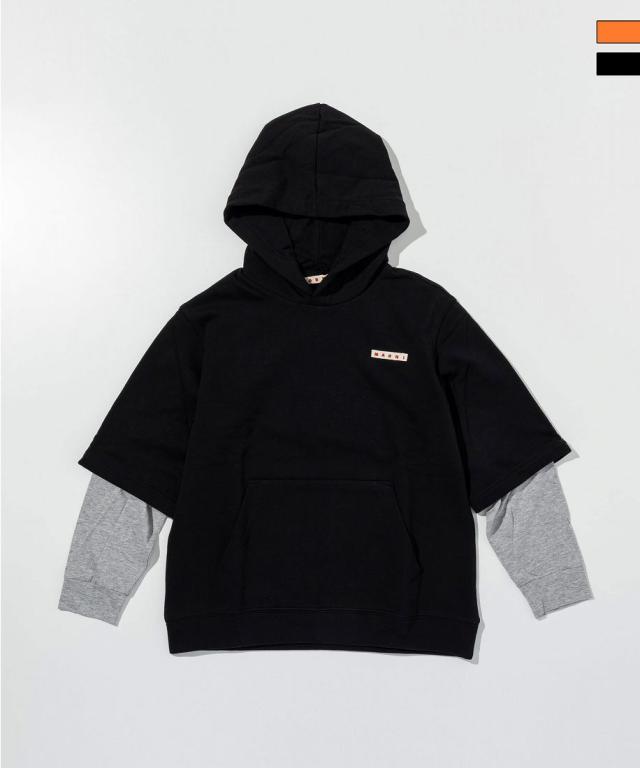 マルニ（maruni）/MARNI ワンポイントブランドロゴレイヤードフーディーパーカープルオーバー