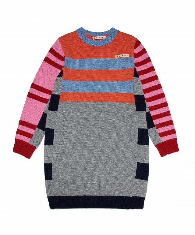 【NEW】マルニ（marni）/MARNI Kids & Junior カラーブロック長袖ニットワンピース